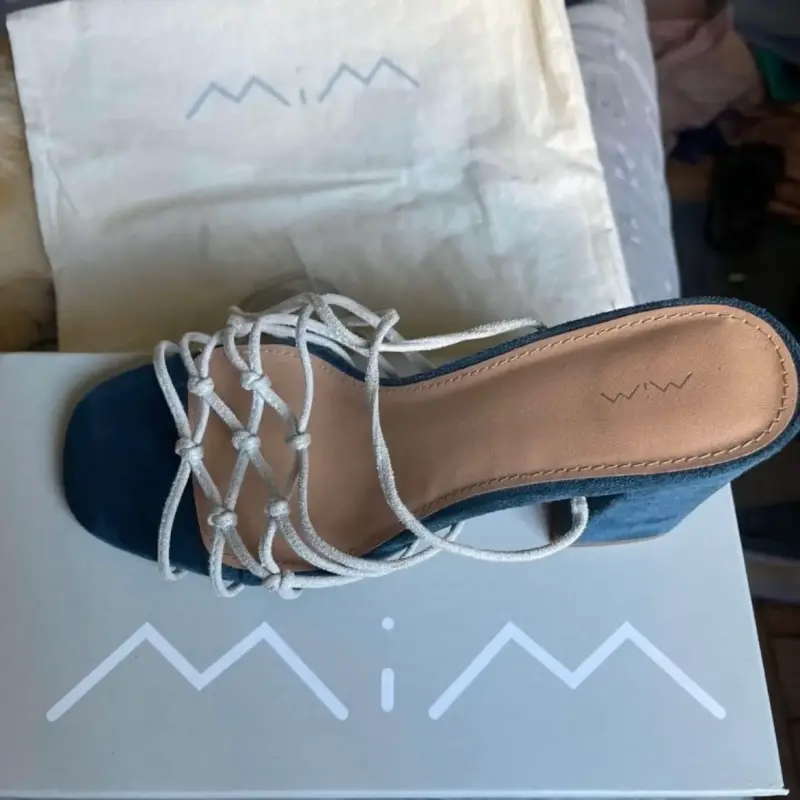 Sandalias de tacón azul con tiras MiM - 4