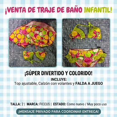 Traje de baño infantil Ficcus colorido con falda - miniatura 1