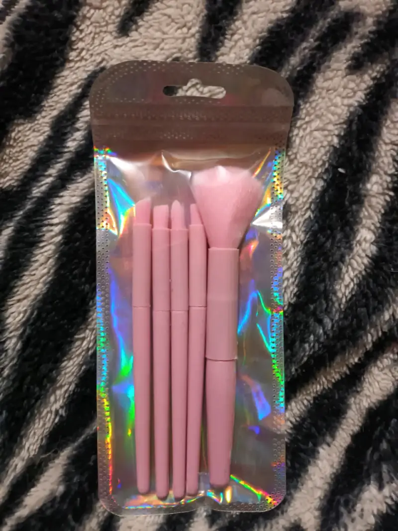 Set de brochas de maquillaje rosa y azul - 1