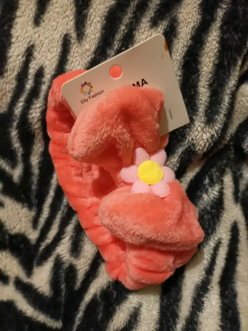 Cintas para el cabello de felpa con flor - 1