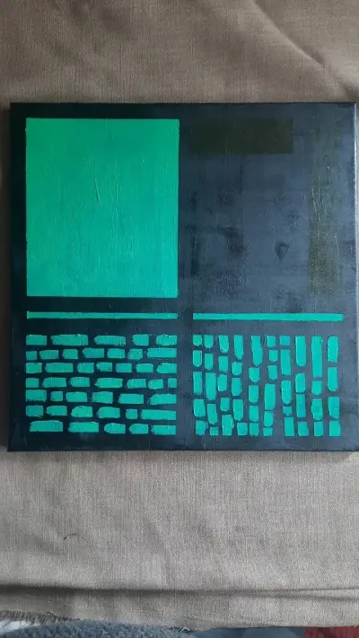 Cuadro Abstracto Verde y Negro - miniatura 1