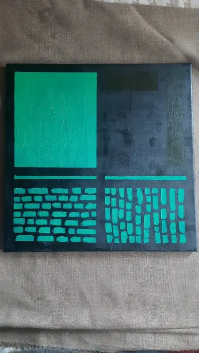 Cuadro Abstracto Verde y Negro - miniatura 2