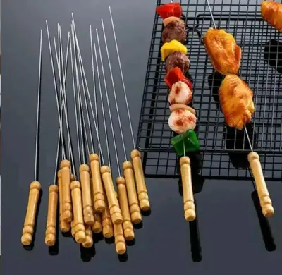 Brochetas de Acero Inoxidable con Mango de Madera - miniatura 3