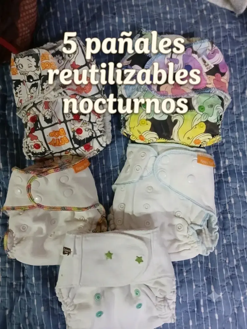 Lote 5 pañales reutilizables /ecologicos nocturnos - 1