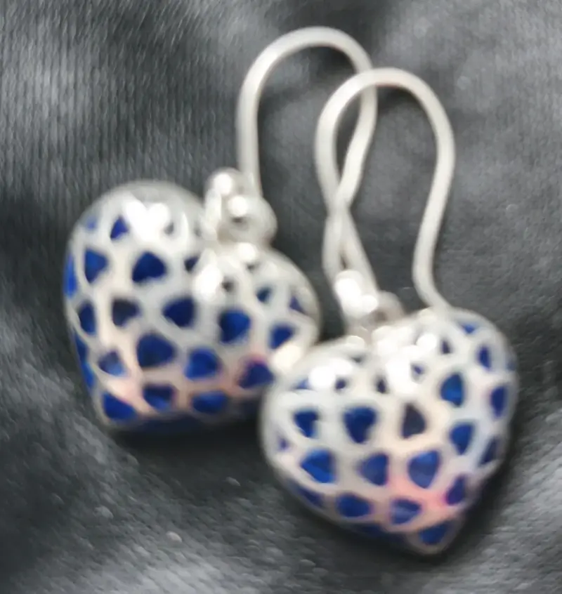 Aros de Corazón Azul plata 950 - 2