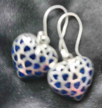 Aros de Corazón Azul plata 950 - miniatura 2