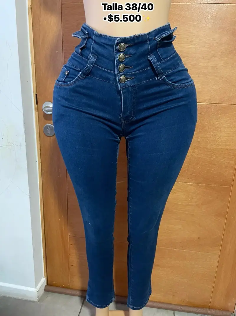 Jeans de tiro alto azul talla 38/40 - 1