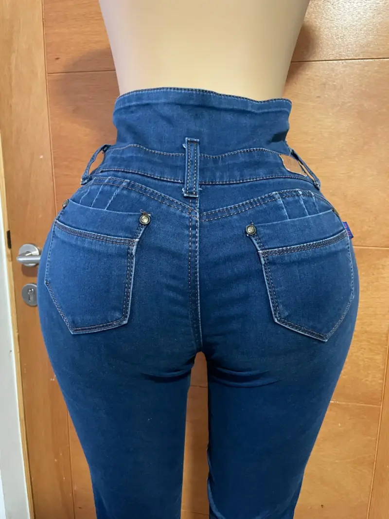 Jeans de tiro alto azul talla 38/40 - 2