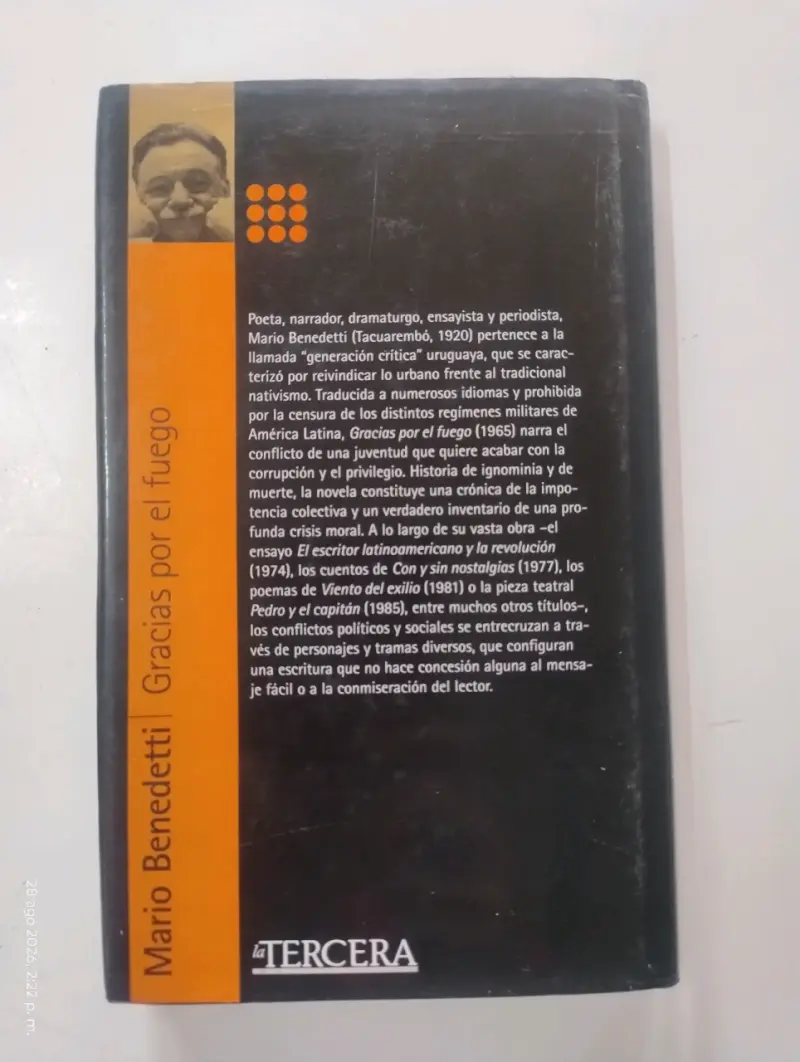Libro 'Gracias por el fuego' de Mario Benedetti - 2