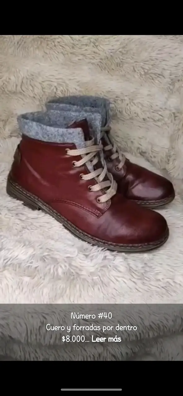 Botines de cuero forrados talla 40