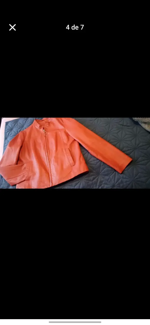 Chaqueta de cuero naranja para mujer - 1