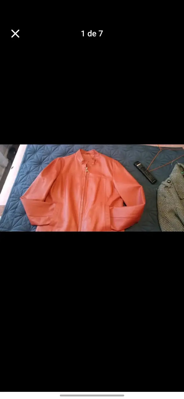 Chaqueta de cuero naranja para mujer - 2