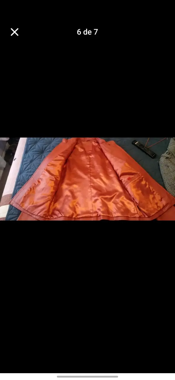 Chaqueta de cuero naranja para mujer - 4