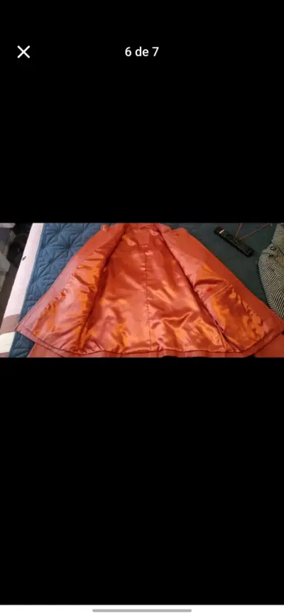 Chaqueta de cuero naranja para mujer - miniatura 4