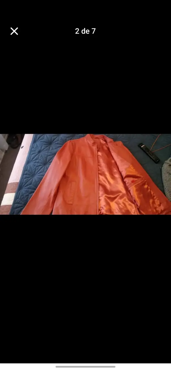 Chaqueta de cuero naranja para mujer - 5