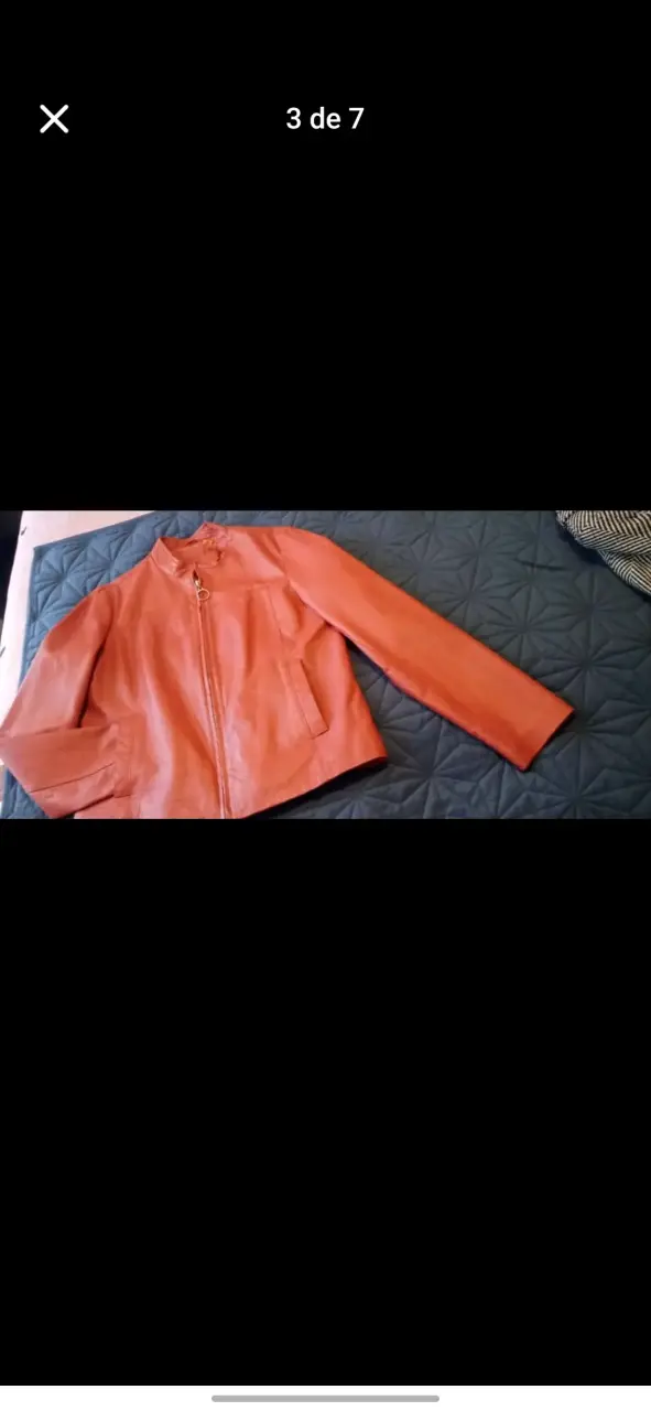 Chaqueta de cuero naranja para mujer - 6