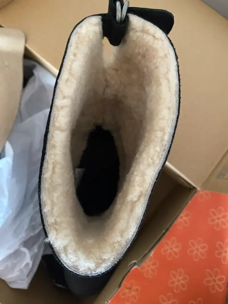 Botas de cuero negras con forro de lana - 4