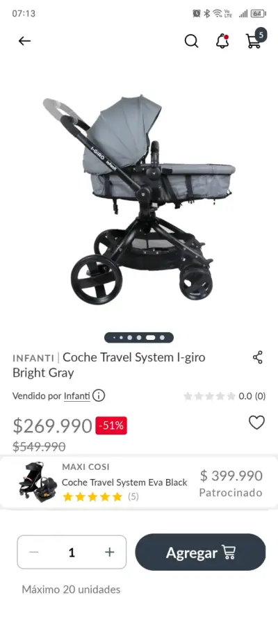 Coche Travel System Infanti I-Giro Gris - miniatura 2