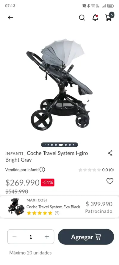 Coche Travel System Infanti I-Giro Gris - miniatura 4