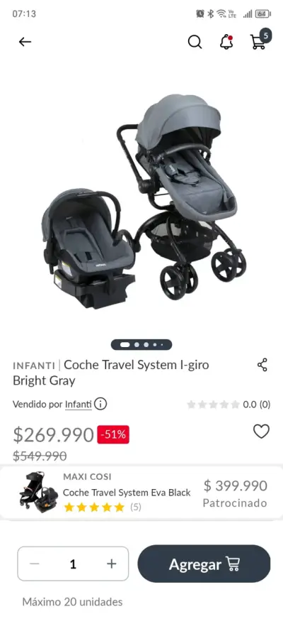 Coche Travel System Infanti I-Giro Gris - miniatura 6