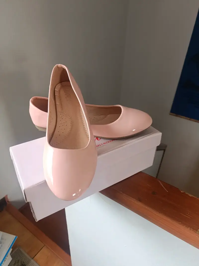 Zapatos planos de charol rosa y negro - 1