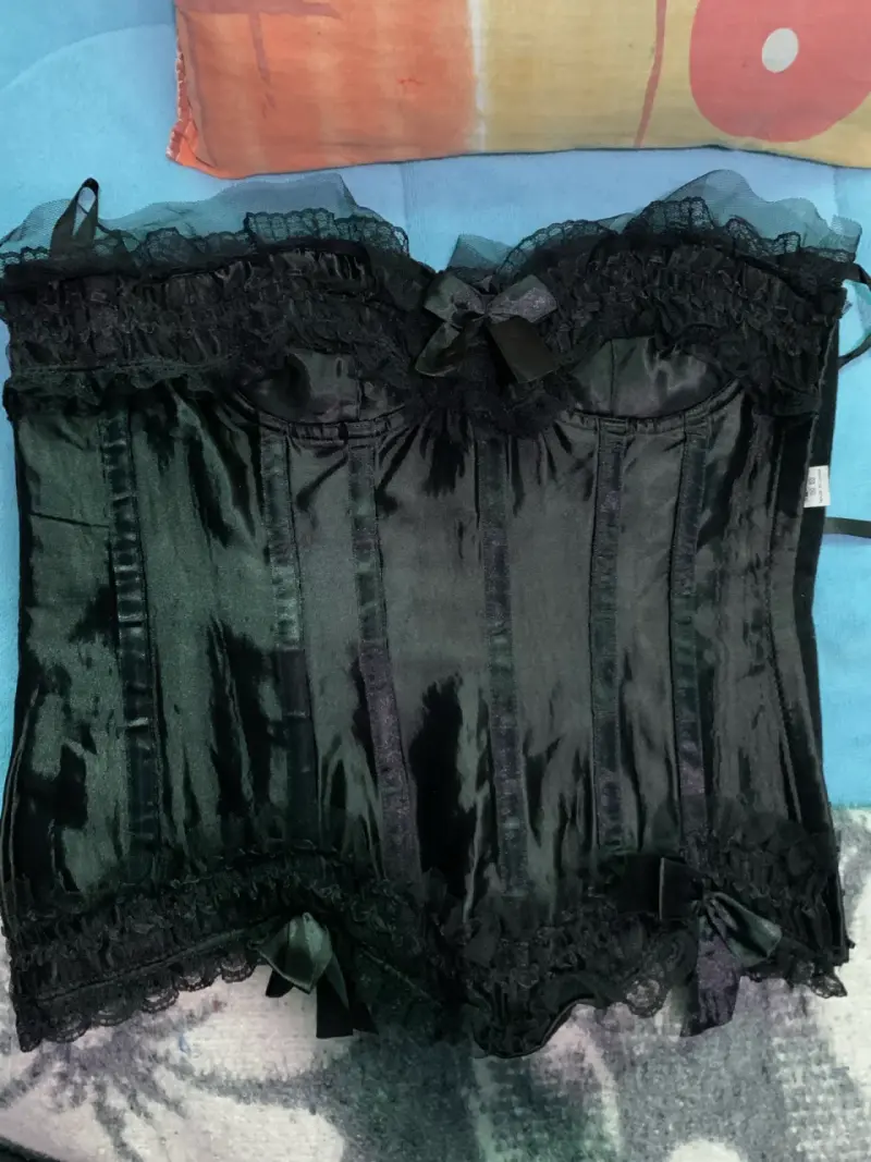 Corset negro de encaje para mujer talla M - 1