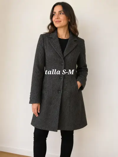 Abrigo de mujer gris talla S-M elegante - miniatura 1