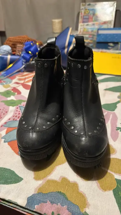 Botines de cuero negro CAT - miniatura 1