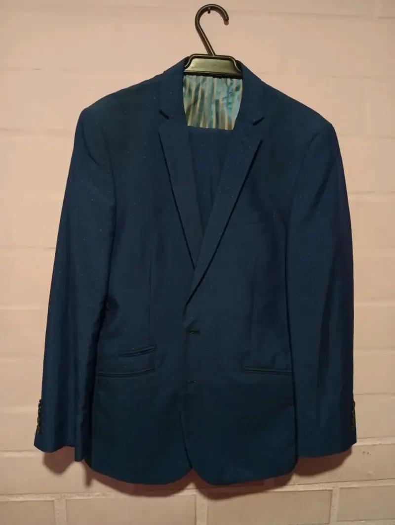 Blazer azul para hombre con forro a rayas - 1