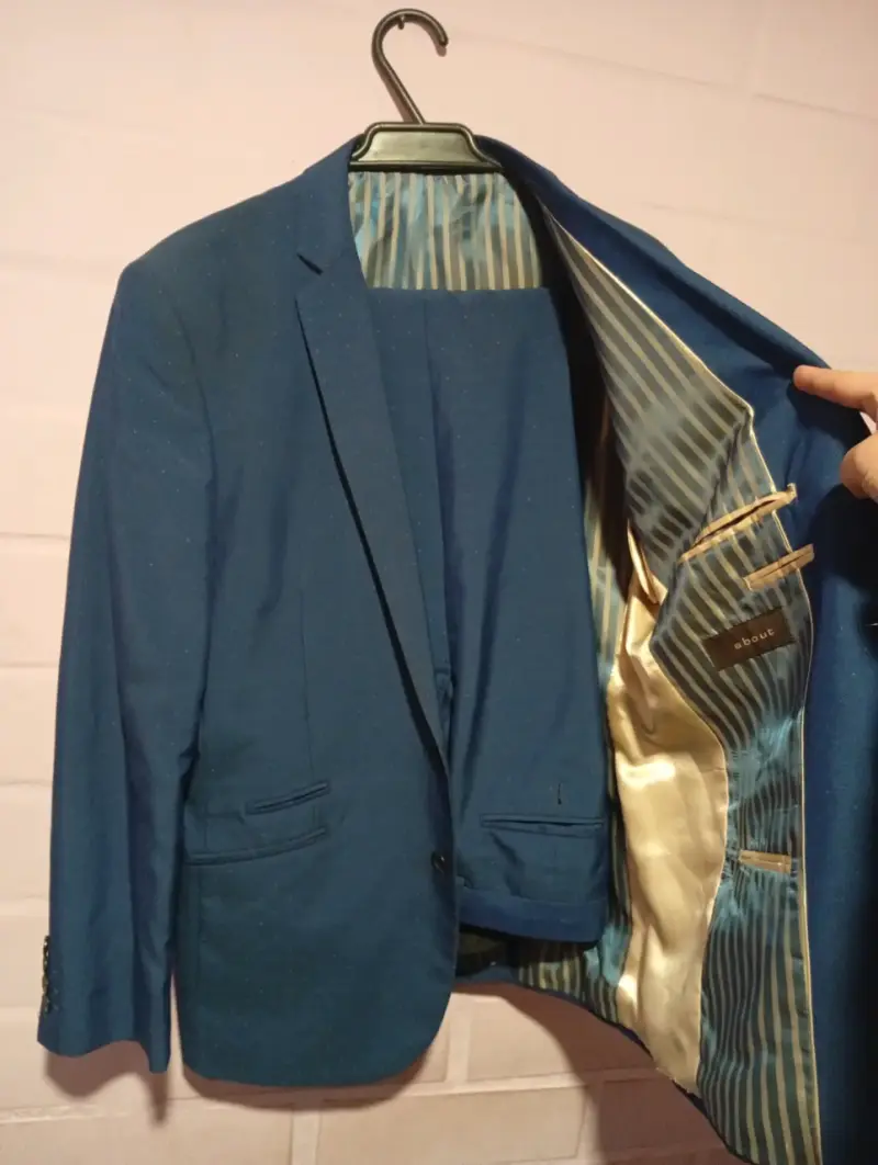 Blazer azul para hombre con forro a rayas - 2