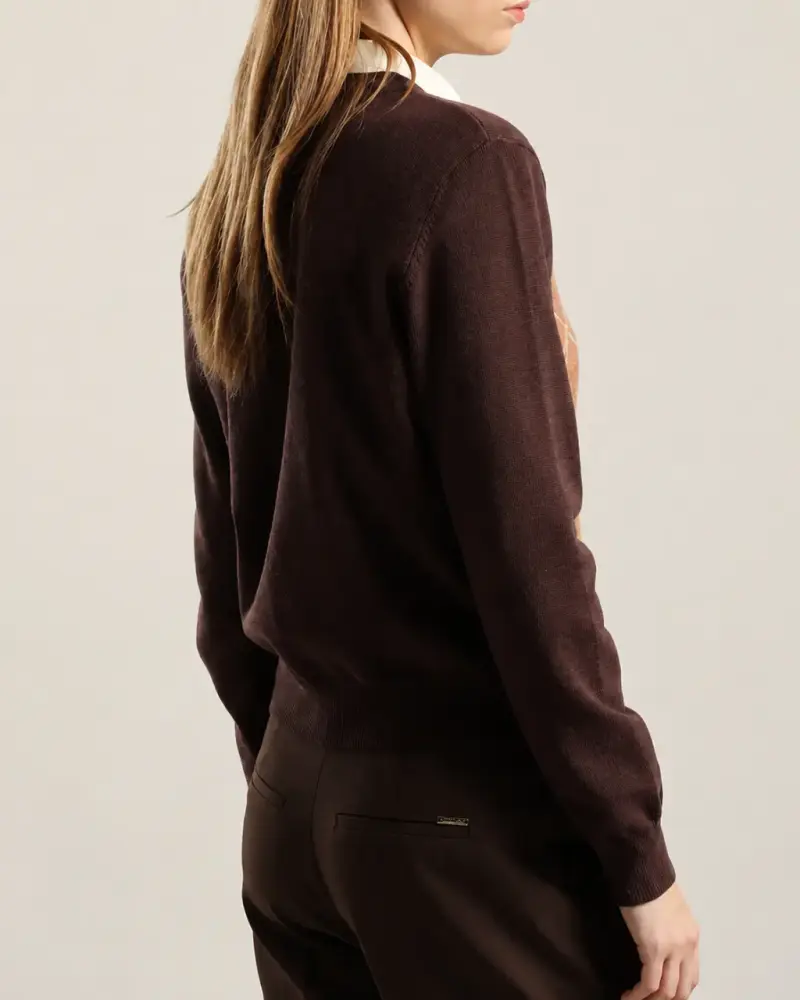 CARDIGAN PUNTO, ROMBO LUREX, CAFE LIOLÁ TALLA L - 4