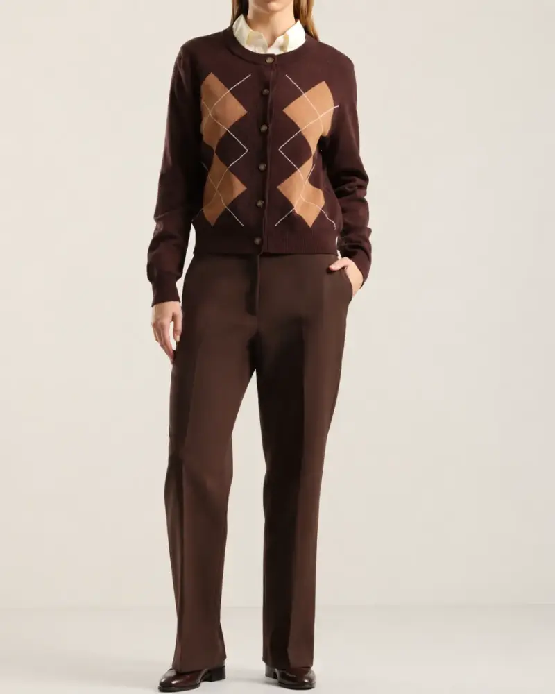 CARDIGAN PUNTO, ROMBO LUREX, CAFE LIOLÁ TALLA L - 6