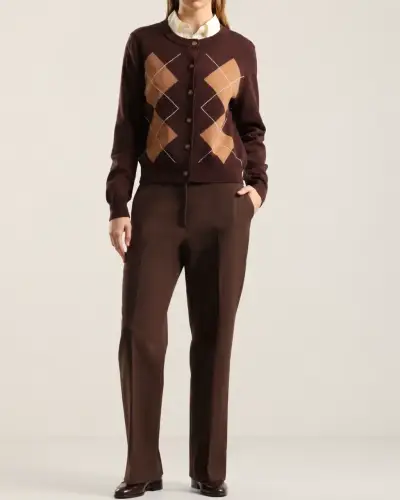 CARDIGAN PUNTO, ROMBO LUREX, CAFE LIOLÁ TALLA L - miniatura 6
