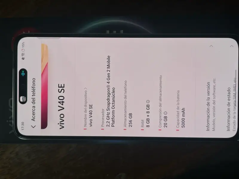 Smartphone Vivo V40 SE con 256GB y 8GB RAM convers - 3