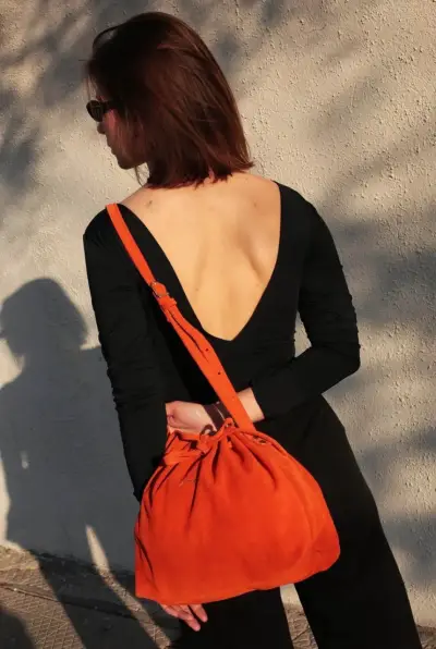 Bolso de gamuza naranja chacha bags - miniatura 1