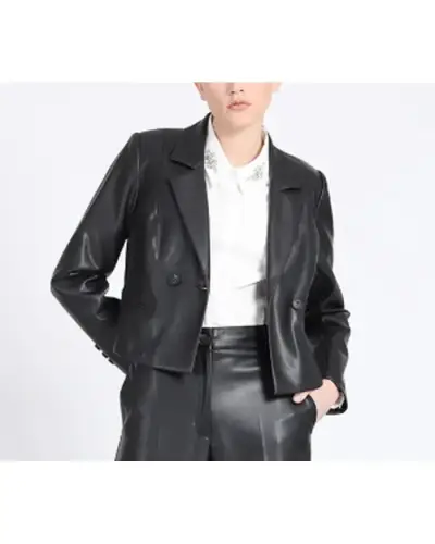 Blazer cuero sintético negro para mujer Liolá - miniatura 2