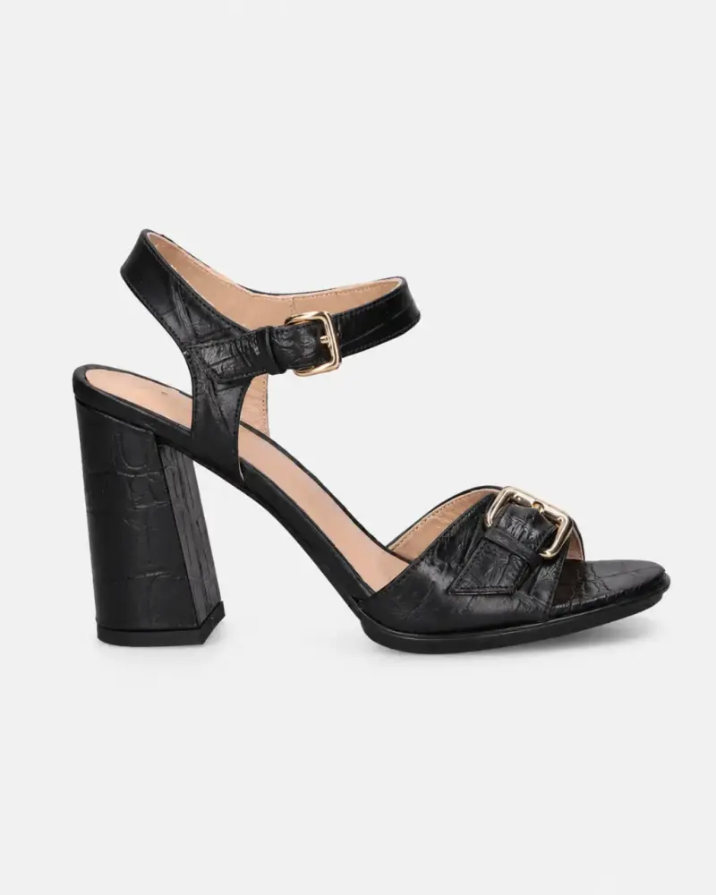 Sandalias Taco Alto Negras con Hebilla marca Mingo - 2