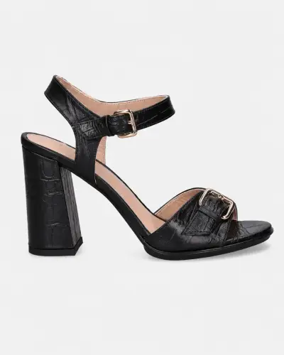 Sandalias Taco Alto Negras con Hebilla marca Mingo - miniatura 4
