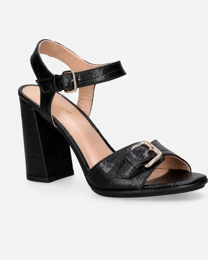 Sandalias Taco Alto Negras con Hebilla marca Mingo - 6