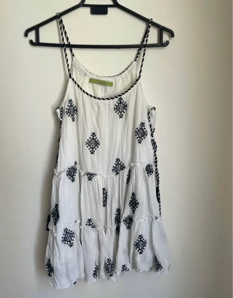 Vestido Rapsodia blanco con bordado negro bohemio - 2
