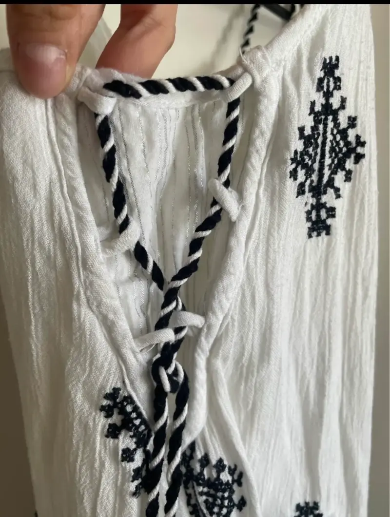 Vestido Rapsodia blanco con bordado negro bohemio - 4