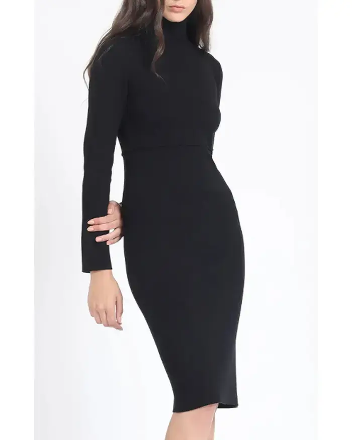 Vestido negro ajustado de manga larga Liolá - 2