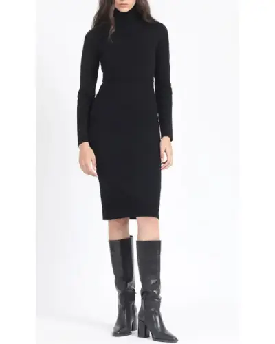 Vestido negro ajustado de manga larga Liolá - miniatura 3