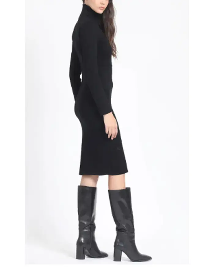 Vestido negro ajustado de manga larga Liolá - 4