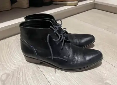 Botines de cuero negro mujer - miniatura 1