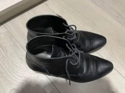 Botines de cuero negro mujer - miniatura 2