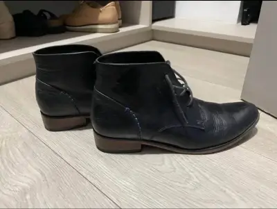 Botines de cuero negro mujer - miniatura 3