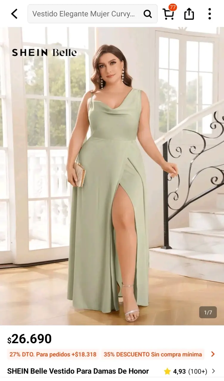 Vestido verde para mujer Shein Belle - 1
