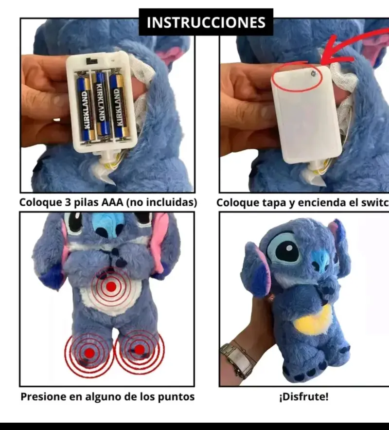 Peluche Stitch con luz y sonido calmante - 1