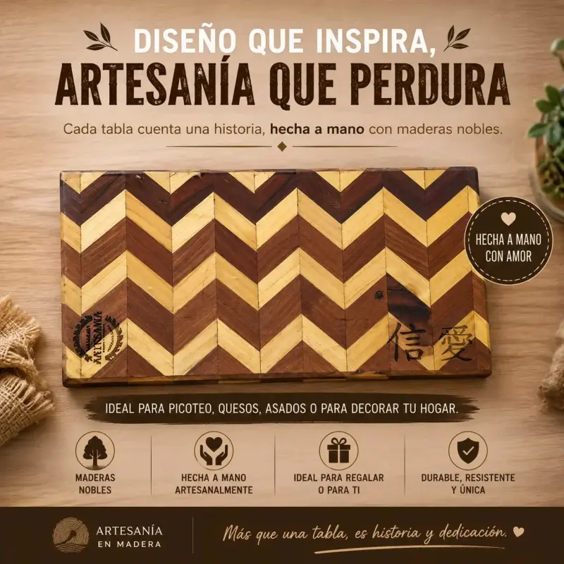 Tabla de madera artesanal para picoteo